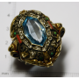 Importante anel de prata con visión de ouro