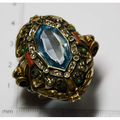 Important anell de plata amb vista d'or