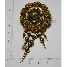 Broche-aguja filigrana decorativa Alfonsina en oro