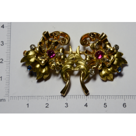 Broche-aguja en forma de ramillete floral en oro
