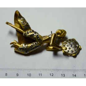 Broche-aguja oriental en oro de ley 