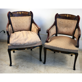 Pair of armchairs fraileros in mahogany wood