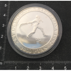 Moneda de plata commemorativa del XXV Jocs Olímpics.