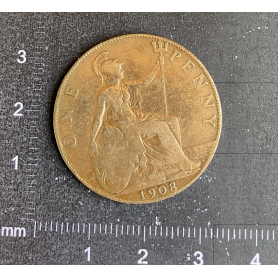 Moneda One Penny. Cobre. 1908. Reino Unido.