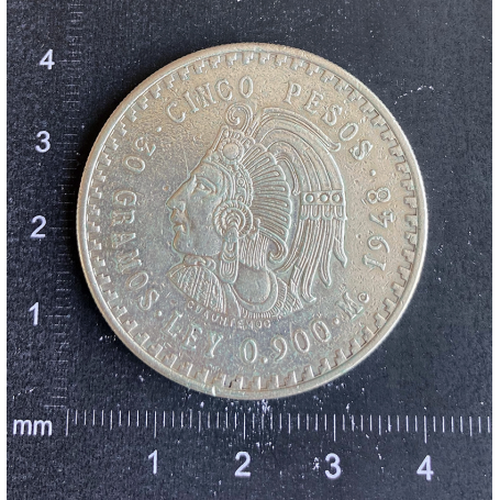 5 Peso-Münzen 30 Gramm Silber 900mm. 1948.
