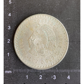 2 pièces de 5 pesos 30 grammes d'argent 900 mm. 1948.