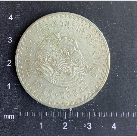 2 Monetes da 5 pesos 30 grammi argento 900mm. 1947-48.