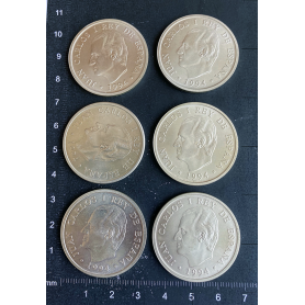 6 Silbermünzen 2000 Peseten.