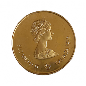 Moneda de 100 dólares Canada 1976. Oro fino.